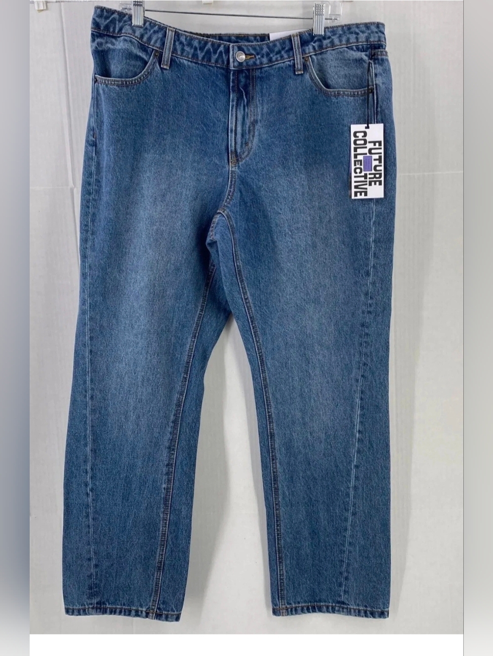 Future Collective Women's Mid-Rise Boyfriend Jeans Blue Denim Size 16W-18W